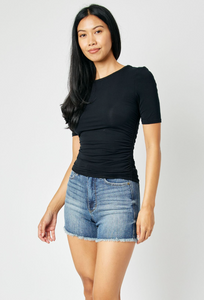 Emelia High Waist Tummy Control | Fray Hem Shorts - JUDY BLUE