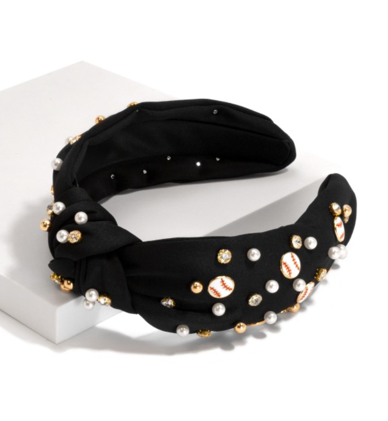 Baseball Knotted Headband | Black