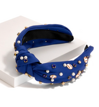 Load image into Gallery viewer, Baseball Knotted Headband | Blue
