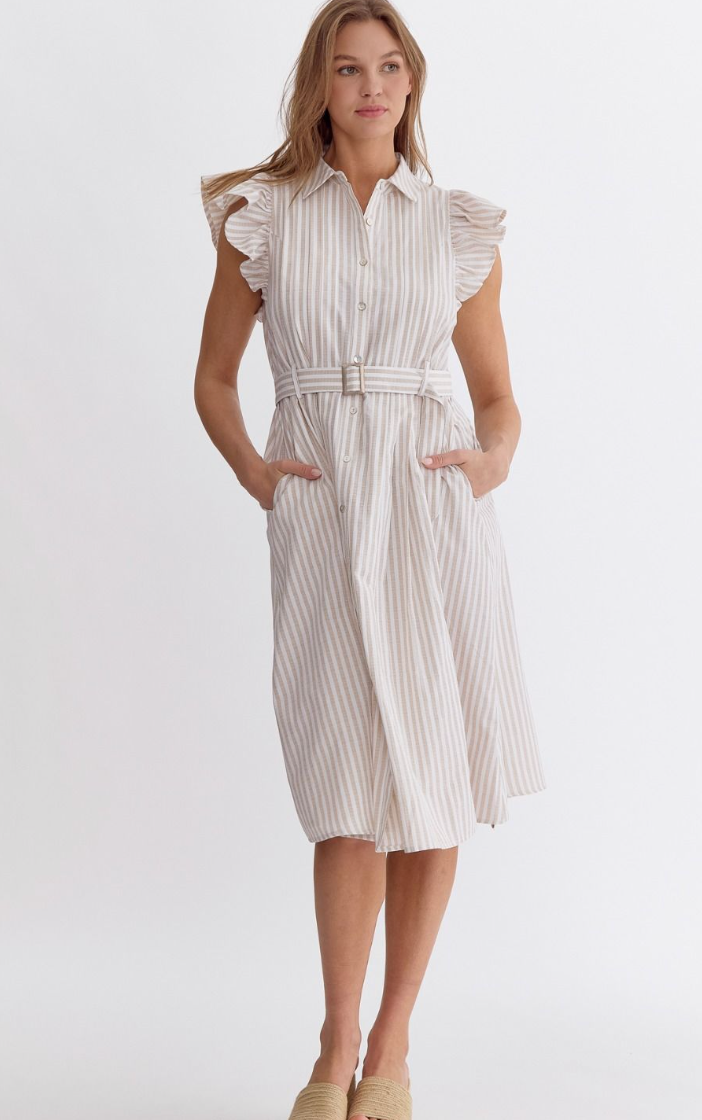 Striped Midi Dress | Sand