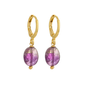 Amethyst Huggie Earrings | Purple