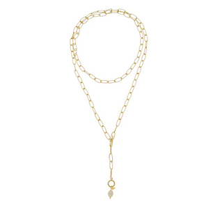 Paper Clip Necklace with Pearl | Sai Brazil