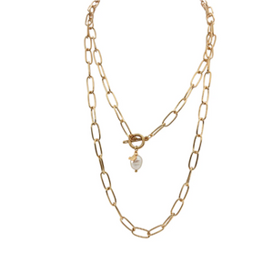 Paper Clip Necklace with Pearl | Sai Brazil