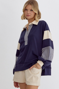 Navy Striped Rugby Sweater