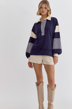 Load image into Gallery viewer, Navy Striped Rugby Sweater
