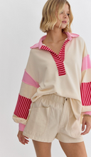 Load image into Gallery viewer, Pink Striped Rugby Sweater
