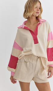 Pink Striped Rugby Sweater