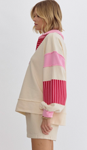 Load image into Gallery viewer, Pink Striped Rugby Sweater
