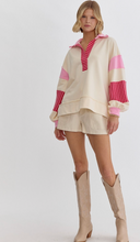 Load image into Gallery viewer, Pink Striped Rugby Sweater
