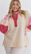 Load image into Gallery viewer, Pink Striped Rugby Sweater
