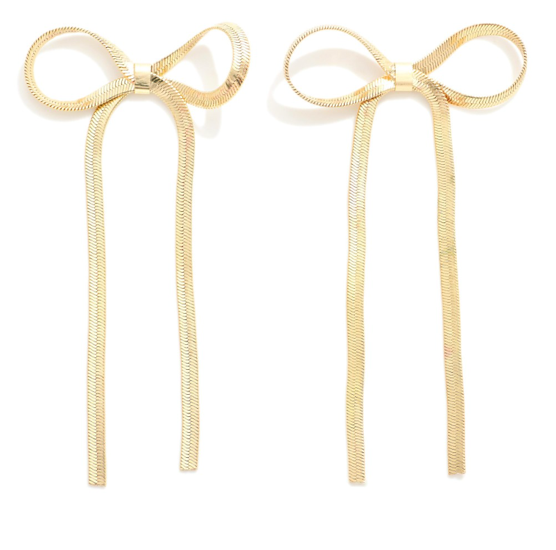 Gold Chain Bow Earring