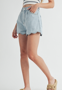 Lillian | Scallop Denim Shorts