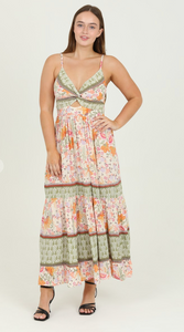 Alena | Sage Boho Floral Maxi