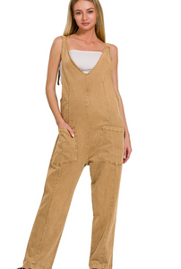 Katie Denim Overalls | Camel