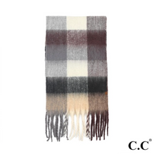 Load image into Gallery viewer, Fuzzy Checkered Scarf | Tan
