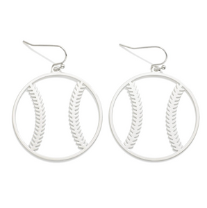 Metal Baseball Outline Drop Earrings