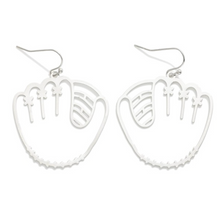 Load image into Gallery viewer, Metal Baseball Glove Drop Earrings
