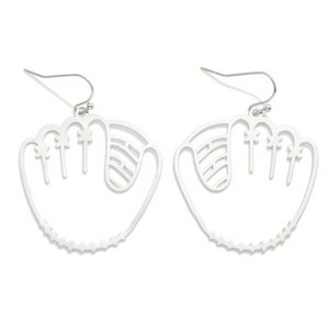 Metal Baseball Glove Drop Earrings