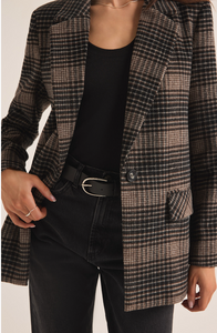 Kingston Relaxed Plaid Blazer | Latte