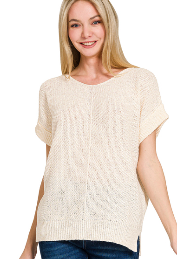 Cream | Short Sleeve Sweater
