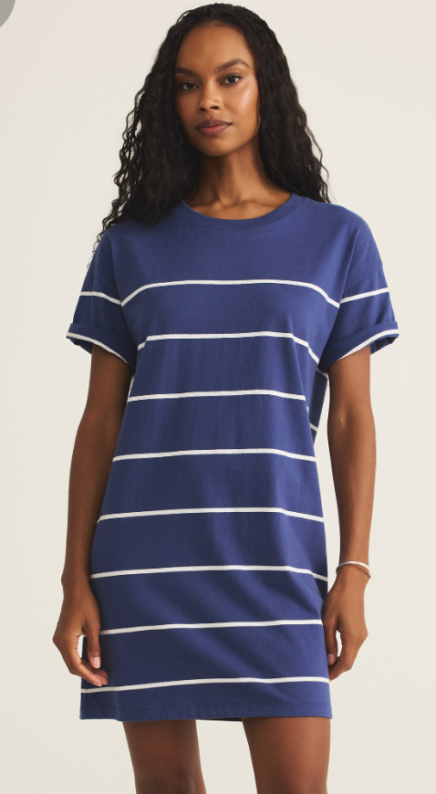 Sway Stripe Mini Dress | Navy White Striped