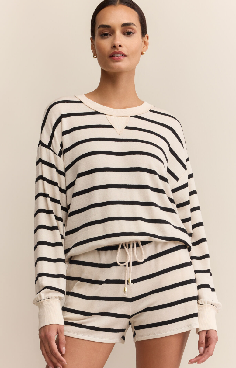 Stand Out Striped Sweatshirt | Crystal White