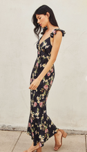 Load image into Gallery viewer, Viviana | Black Floral Evening Dress
