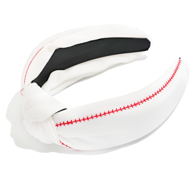 Knotted Headband With Red Stitch Detail