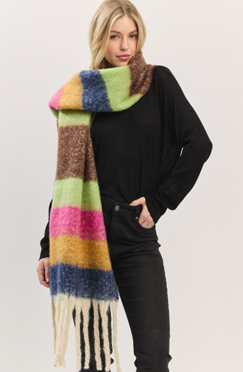 Fuzzy | Brown Striped Scarf