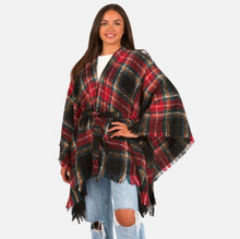 Load image into Gallery viewer, Sadie Plaid Poncho Vest | Red
