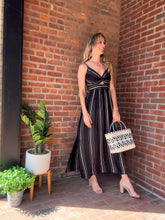 Load image into Gallery viewer, Embroidered Striped Twist Front Dress
