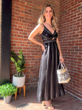 Load image into Gallery viewer, Embroidered Striped Twist Front Dress
