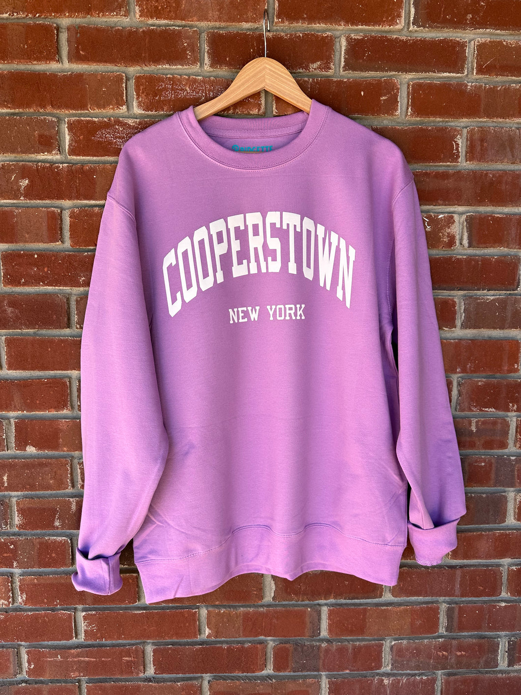 Cooperstown NY Varsity | Lavender Crewneck Graphic Sweatshirt