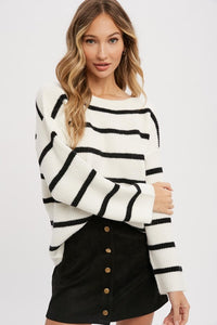 Tanya Striped Sweater | Ivory Black