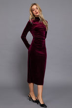 Load image into Gallery viewer, Dresses Phoebe | High Neck Shirring Glitter Velvet Long Dress

