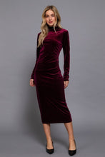 Load image into Gallery viewer, Dresses Phoebe | High Neck Shirring Glitter Velvet Long Dress
