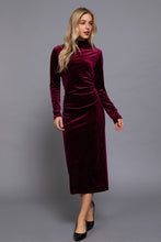 Load image into Gallery viewer, Dresses Phoebe | High Neck Shirring Glitter Velvet Long Dress
