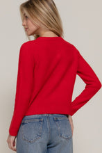 Load image into Gallery viewer, Sweater Gemma Red | Pearl Embellished Sweater Cardigan

