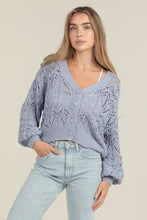 Load image into Gallery viewer, Sweater Periwinkle Open Knit Cardigan
