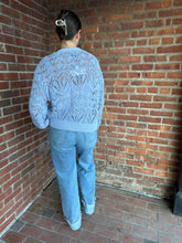 Load image into Gallery viewer, Sweater Periwinkle Open Knit Crochet Cardigan
