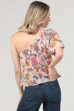 Load image into Gallery viewer, Tops One-Shoulder Smocked Top | Pink Floral
