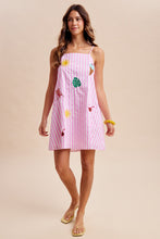 Load image into Gallery viewer, Dresses Summer Vibes Embroidery Patch Striped Mini Dress
