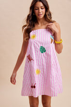 Load image into Gallery viewer, Dresses Summer Vibes Embroidery Patch Striped Mini Dress
