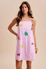 Load image into Gallery viewer, Dresses Summer Vibes Embroidery Patch Striped Mini Dress
