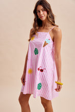 Load image into Gallery viewer, Dresses Summer Vibes Embroidery Patch Striped Mini Dress
