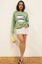 Load image into Gallery viewer, Fish Embroidered Knit Sweater: Basil / S
