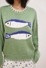 Load image into Gallery viewer, Fish Embroidered Knit Sweater: Basil / S
