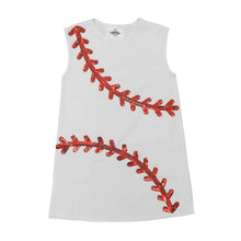 Load image into Gallery viewer, Baseball In Stitches | Baseball White Dress
