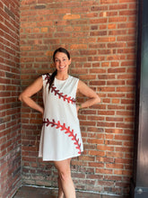 Load image into Gallery viewer, Baseball In Stitches | Baseball White Dress
