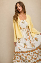 Load image into Gallery viewer, Alison | FLORAL BORDER PATTERN BELT STRAP MIDI DRESS: LIGHT KHAKI MULTI
